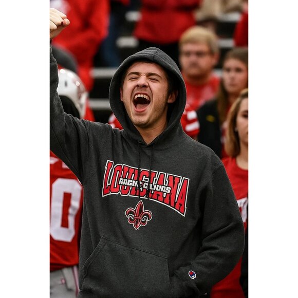 Louisiana Ragin Cajuns Logo Gray hoodie size Medium - Picture 1 of 6